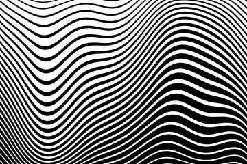 Wall Mural - wavy lines op art pattern with 3d illusion effect. abstract black and white texture.