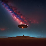 Fototapeta Kosmos - Spaceship and Milky Way