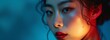 Bold Korean Woman on Royal Blue Background