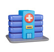 3d icon of a hospital building. cartoon style design. 3d rendering