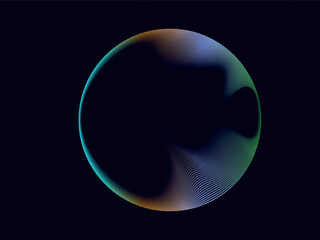 Poster - Abstract circle round frame by lines wavy flowing blue green gradient isolated on black background. Vector in concept modern.eps10