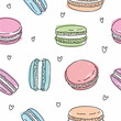 Vector seamless pattern from a collection of hand-drawn macaroons in the style of a doodle