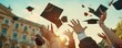 © AhmadTriwahyuutomo - Capture the moment of joy and achievement as a group of graduates toss their graduation caps into the air in celebration