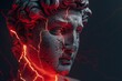 An artistic interpretation of a classical statue with cracks and red light emanating from within, illustrating the powerful buildup of suppressed anger