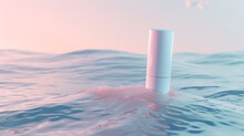 An Artistic Representation Of A Derma Roller Floating Above A Serene Water Surface, Symbolizing Clarity And Purity In Skincare.