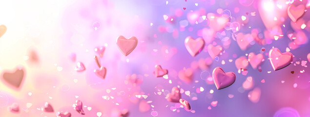 Wall Mural - Valentine's day or mother's day background with bokeh lights and hearts
