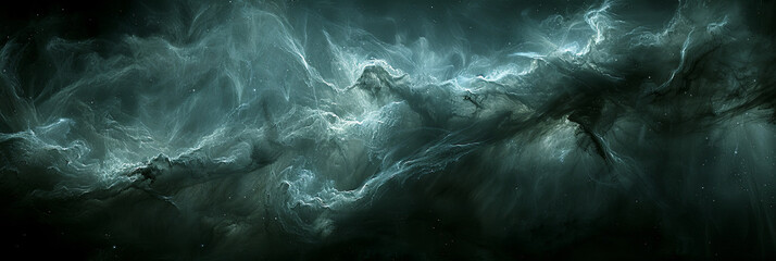 a long, dark blue space with a lot of stars and a few clouds