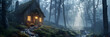 Enchanted Fairytale Forest and Cabin Under the Starlit Sky: A Mystical Haven for Stories Unraveling