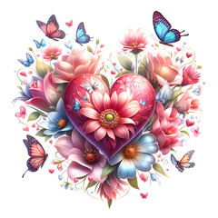 Wall Mural - Floral Heart Design.