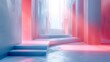 An abstract virtual reality scene featuring contrasting blue and pastel pink colors, highlighting minimalism and negative space. The image navigates life's budget with a unique twist.