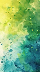 Poster - A painting of green and blue colors with a lot of splatters