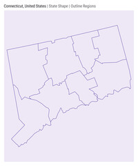 Wall Mural - Connecticut, United States. Simple vector map. State shape. Outline Regions style. Border of Connecticut. Vector illustration.