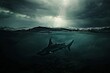 Dark waters, where the mafia's quest for renewable energy intersects with the silent dance of sharks under a comet's gaze