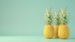 pineapples A photorealistic illustration against pastel pastel green background with copy space for text or logo, beautifully illuminated by studio lighting
