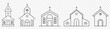 Church bulding line icons. Vector illustration isolated on transparent background