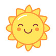 Cute cartoon sun icon. Vector template