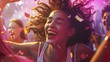 © Wuttichai - Young Woman Gleefully Dancing and Laughing with Friends at an Upbeat Energetic Party