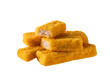Deep fried fish fingers snacks fastfood isolated .