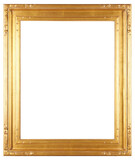 Fototapeta  - Golden picture frame on a transparent background, in PNG format.