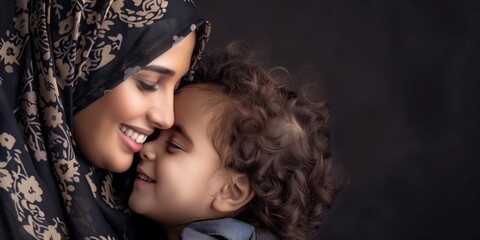 Saudi Arabian mother and child sharing a tender moment