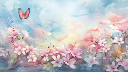 Wall Mural - watercolor flower background Created with Generative AI technology.