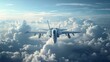 Aerial supremacy displayed by lone fighter jet, cloud ocean