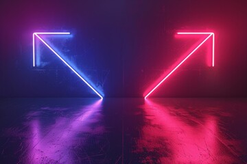 Poster - Two neon arrows, one red and one blue, pointing in opposite directions