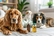Dogs With Health Supplements Home Interior Scene