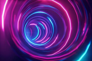 Wall Mural - A spiral of neon lights in a purple and blue color