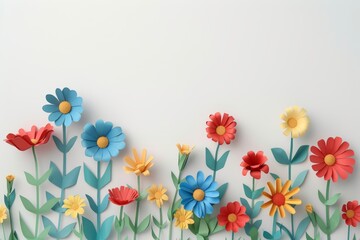 Poster - A colorful bouquet of flowers is arranged in a row