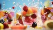 Celebrate with a 4k close-up of fruity concoctions, their vivid hues sparkling under the sun at a chic event
