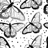 Fototapeta Młodzieżowe - A seamless background with butterflies. hand drawing. Not AI, Vintage background. Vector illustration