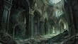 Forgotten catacombs beneath a ruined cathedral, remains of lost civilization. Mysticism, paranormal, creepy place, dust, dampness, not a soul, underground structure, fear. Generative by AI