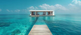 Fototapeta Tulipany - Modern minimalistic overwater villa. Summer holiday travel vacation theme.