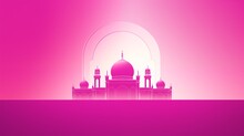 Solid Magenta Background With A Central Illustration Of A Mosque