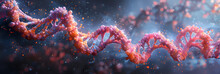 DNA Molecule Illustration,
Pastel Pink Light Shaded Background With DNA Chromosomes And A Double Helix