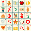 Advent Calendar, Merry Christmas poster, printable template with Xmas elements.