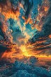 Beautiful sunset over a cloudy sky, suitable for travel and nature concepts