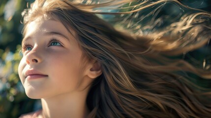 Canvas Print - A girl with long hair blowing in the wind, suitable for beauty and fashion concepts