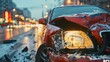 Winter Car Crash: Documenting Damage for Insurance. Concept Winter Driving Hazards, Auto Insurance Claims, Collision Damage Assessment, Winter Car Safety