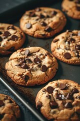 Canvas Print - Delicious chocolate chip cookies on a table, perfect for food and baking concepts