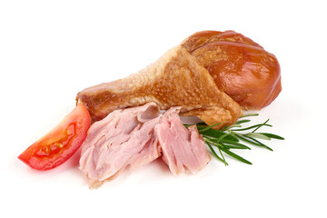 Sticker - Smoked chicken drumsticks, isolated on white background