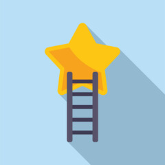 Sticker - Ladder to success star icon flat vector. Business route to win. Hard road