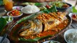 Traditional cambodian khmer fish amok curry meal