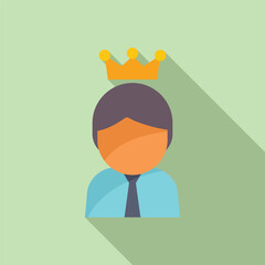 Poster - Best king speaker icon flat vector. Motivational orator. Conference manager