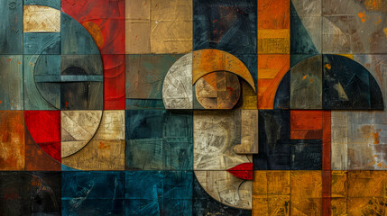 Wall Mural - abstract cubist mosaic in vibrant colors