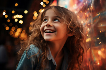 Wall Mural - Generative AI picture of happy cheerful child on a summer festival