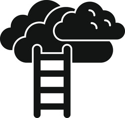 Sticker - Ladder to cloud icon simple vector. Success goal. Moving up strategy