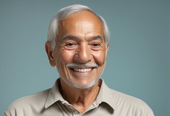 Smiling hispanic senior man in bright colours 