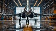Sleek Jet Maintenance in a Grand Hangar. Concept Private Jets, Aircraft Maintenance, Grand Hangar, Luxury Aircraft, Aviation Technology